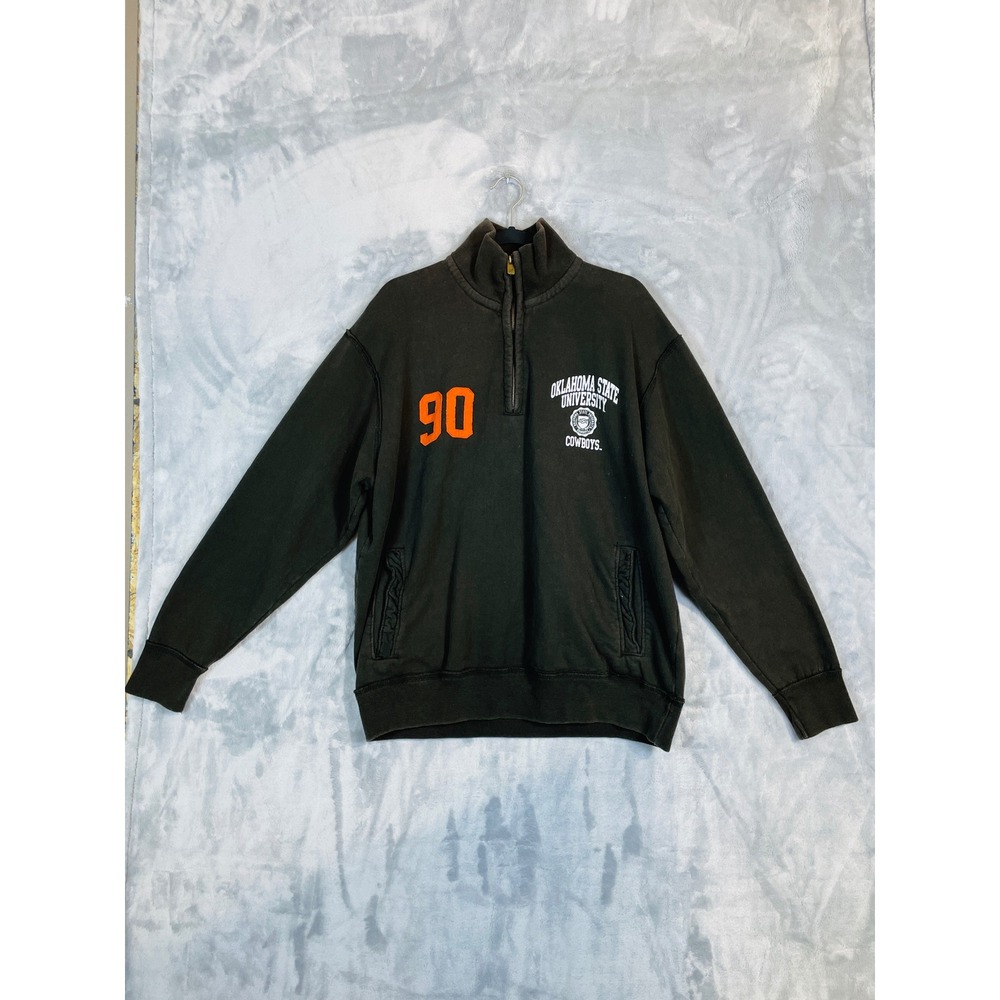 League Sweatshirt Mens XL Green Excellent Oklahoma State University Quarter-Zip